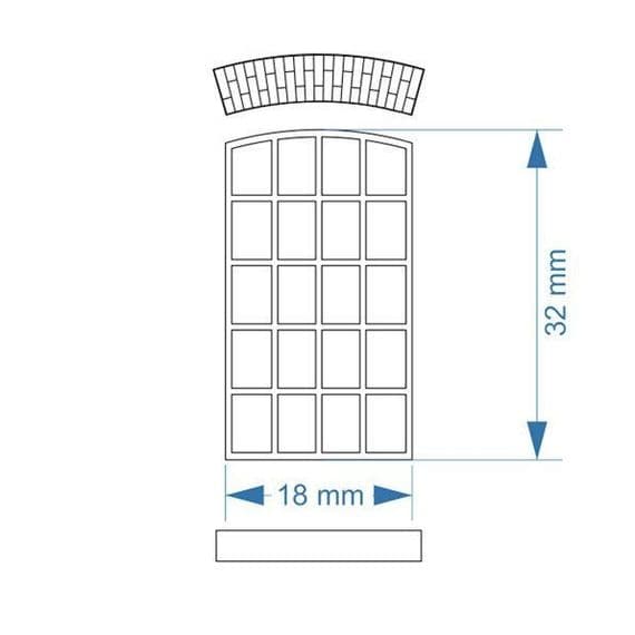 LX125-OO Arched Top Industrial Windows 18mm x 32mm (Pack of 12) OO/4mm/1:76