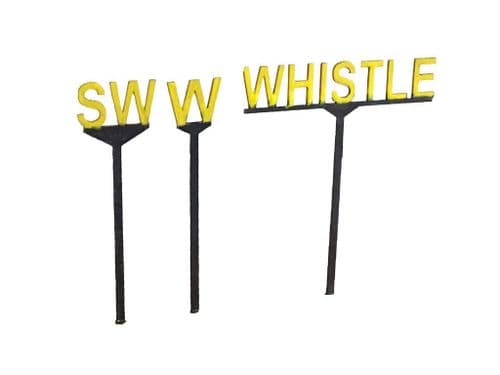 LX227-OO Whistle/Sound Whistle Signs (Pack of 19) (Thicker 0.8mm Version) OO/4mm/1:76
