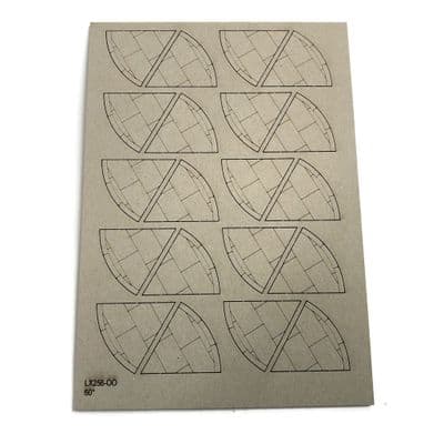 LX256-OO Laser Cut Card 60 Degree Pavement Corners (Pack of 20) - OO/4mm/1:76
