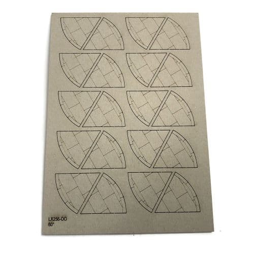 LX256-OO Laser Cut Card 60 Degree Pavement Corners (Pack of 20) - OO/4mm/1:76