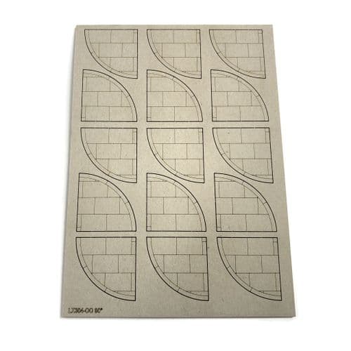 LX304-OO Laser Cut Card 90 Degree Pavement Corners (Pack of 15) - OO/4mm/1:76