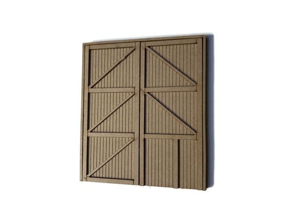 LX397-OO Large Wooden Industrial Door (48.4mm x 55.2mm) - OO/4mm/1:76- OO/4mm/1:76