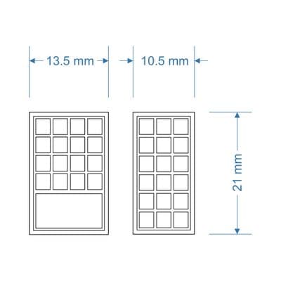 LX475-OO Rectangular Industrial Windows 10.5mm x 21 & 13.5 x 21mm (Pack of 18) OO/4mm/1:76