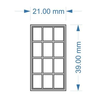 LX582-O Large 12 Pane Industrial Windows (Pack of 4) - O/7mm/1:43