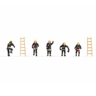 Noch 15021 Firemen In Black Uniform With Ladders (Pack of 5) OO/HO