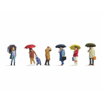 Noch 15523 People In The Rain With Umbrellas (Pack of 6) OO/HO