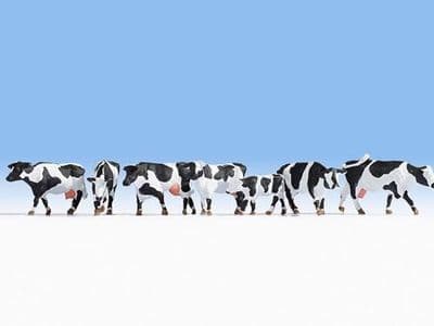 Noch 15725 Black & White Cows (Pack Of 7) (OO/HO)