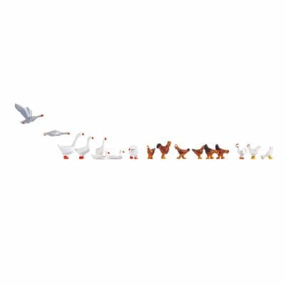 Noch 15772 Chickens & Geese (Pack of 17) OO/HO