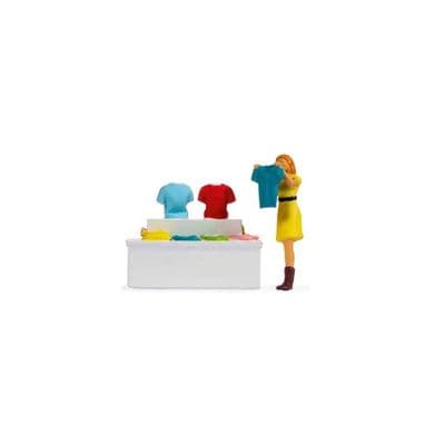 Noch 16508 Woman Shopping For Clothes Tiny Scene - OO/HO