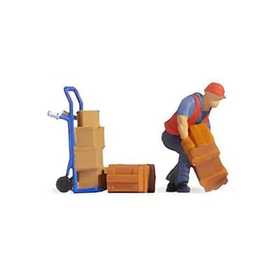 Noch 16526 Warehouse Worker With Load Tiny Scene - OO/HO