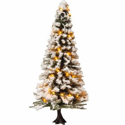 Noch 22130 Snowy Illuminated Christmas Tree (12cm) With LEDs For OO/HO