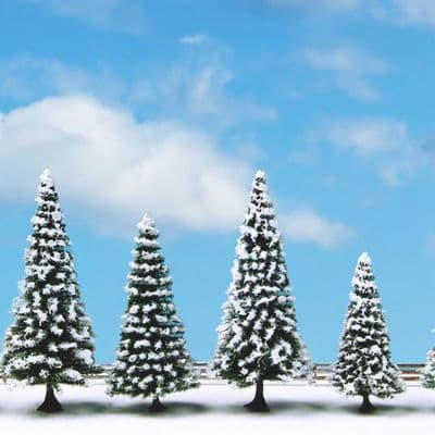 Noch 25087 Snow Covered Fir Trees (8 to 12cm) Pack of 7 - For OO/HO