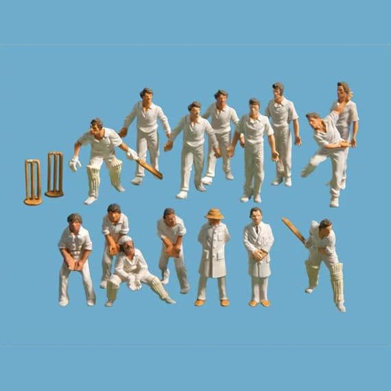 PECO Modelscene 5300 Cricketers Figures - Pack of 15 - OO/HO