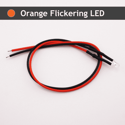 Pre-Wired 3mm Orange Flickering LED 9 to 12v (Pack of 1)