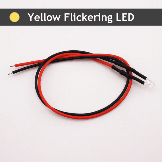 Pre-Wired 3mm Yellow/Amber Flickering LED 9 to 12v (Pack of 1)