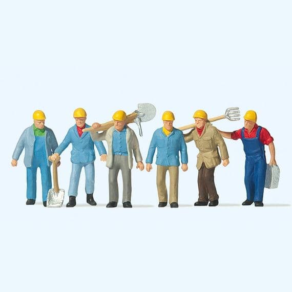 Preiser 10033 Track Workers Figures With Tools For OO/HO Scale