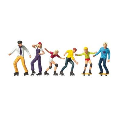 Preiser 10074 Roller Skaters & Skateboarders - OO/HO