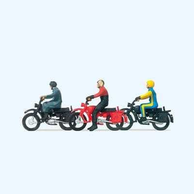 Preiser 10081 Vintage Motorbikes & Riders (Pack of 3) OO/HO