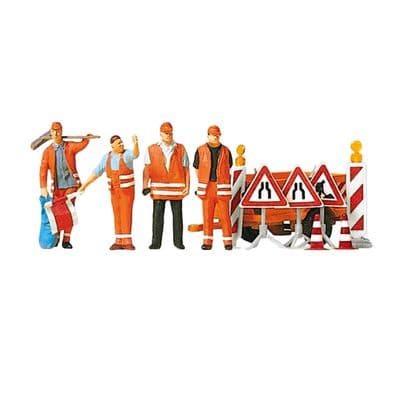 Preiser 10347 Roadworkers & Accessories OO/HO