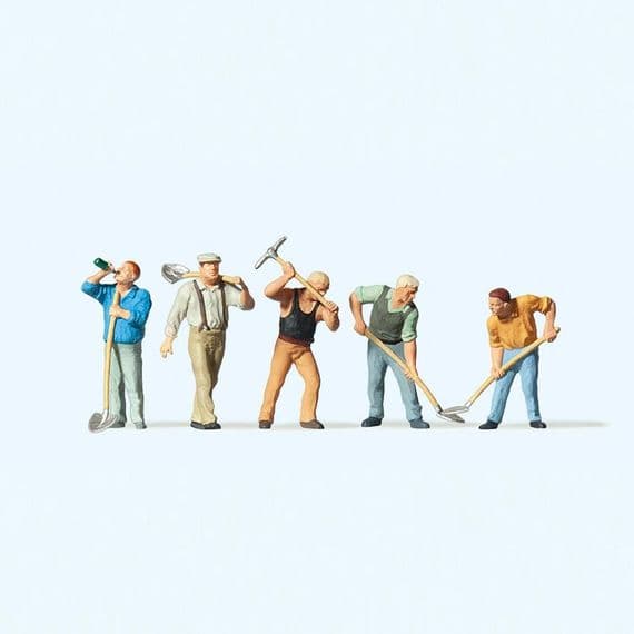 Preiser 10461 Workers With Tools (Pack of 5) For OO/HO Scale