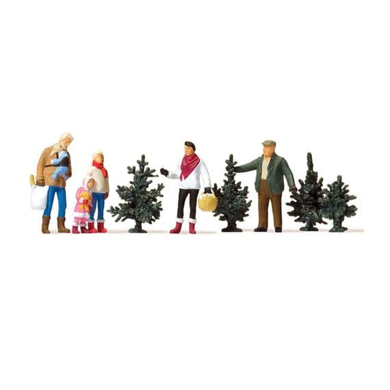 Preiser 10627 Christmas Tree Sales Scene Figures For OO/HO Scale