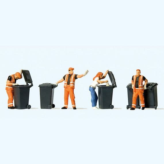 Preiser 10651 Bin Men & Wheelie Bins (Pack of 4) for OO/HO