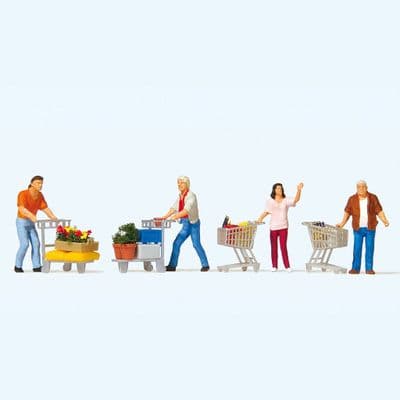 Preiser 10722 Shoppers with Trolleys (Pack of 4) OO/HO