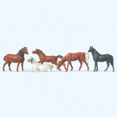 Preiser 14150 Horses (Pack of 5) OO/HO