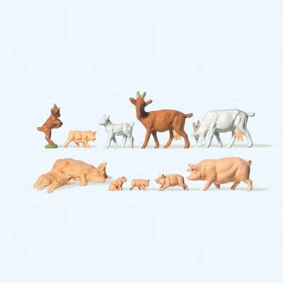 Preiser 14162 Goats & Pigs (Pack of 10) OO/HO