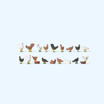 Preiser 14168 Chickens (Pack of 18) OO/HO
