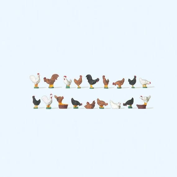 Preiser 14168 Chickens (Pack of 18) for OO/HO Scale