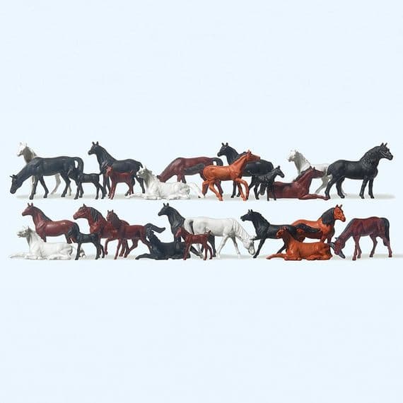 Preiser 14407 Horses (Pack of 26) For OO/HO Scale