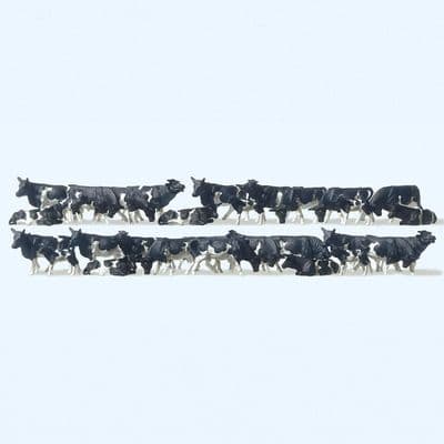 Preiser 14408 Black & White Cows (Pack of 30) OO/HO