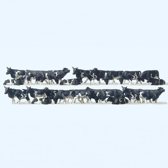 Preiser 14408 Black & White Cows (Pack of 30) for OO/HO Scale