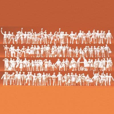 Preiser 16325 Unpainted Railway Personnel & Passengers (Pack of 120) OO/HO