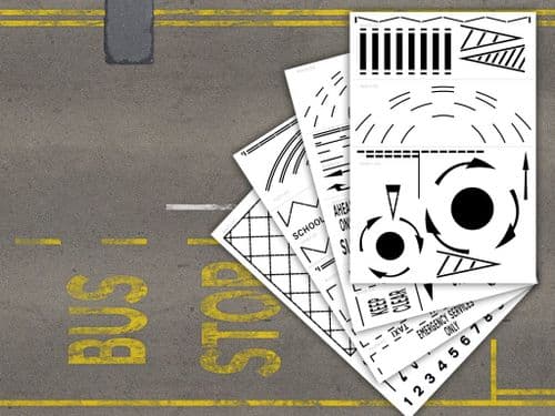 RX001-OO Laser Cut Road Marking Stencils OO/4mm/1:76