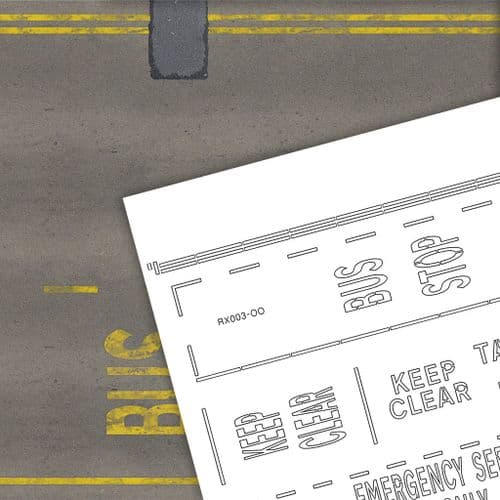 RX003-OO Laser Cut Bus Stop / Taxi Marking Stencils OO/4mm/1:76