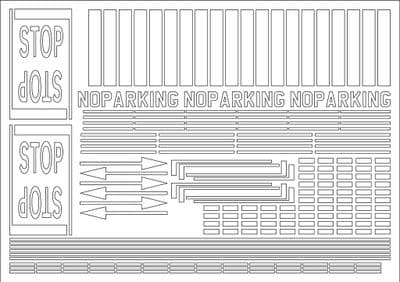 RX006-OO Laser Cut 1950's & 60's White Self-Adhesive Road Markings OO/4mm/1:76