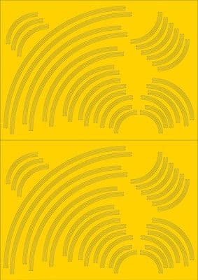RX008-N Laser Cut Curved Double Yellow Lines Self-Adhesive Road Markings N/2mm/1:148