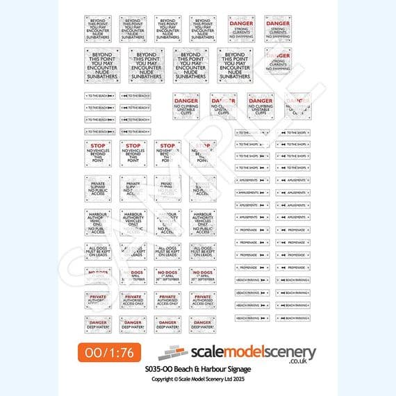 S035-OO Beach & Harbour Signs - OO/4mm/1:76