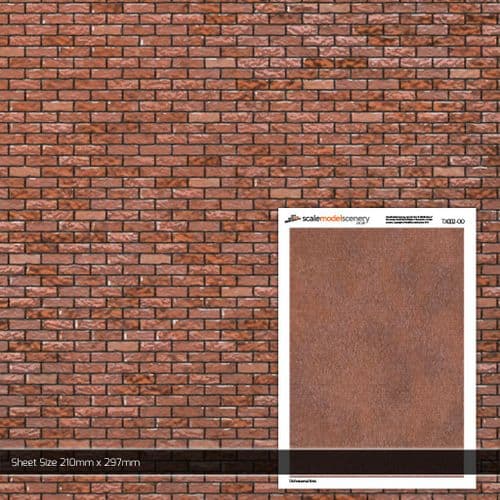 TX002-OO Old Industrial Brick - Stretcher Bond Brick Paper (Pack of 5) - OO/4mm/1:76