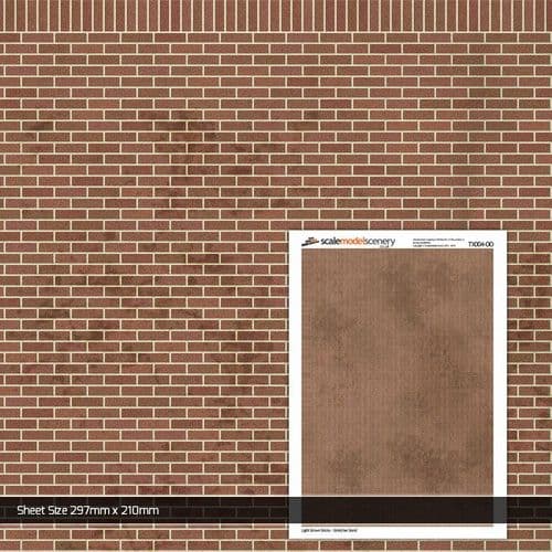 TX004-OO Light Brown Brick Texture Paper (Pack of 5) - OO/4mm/1:76