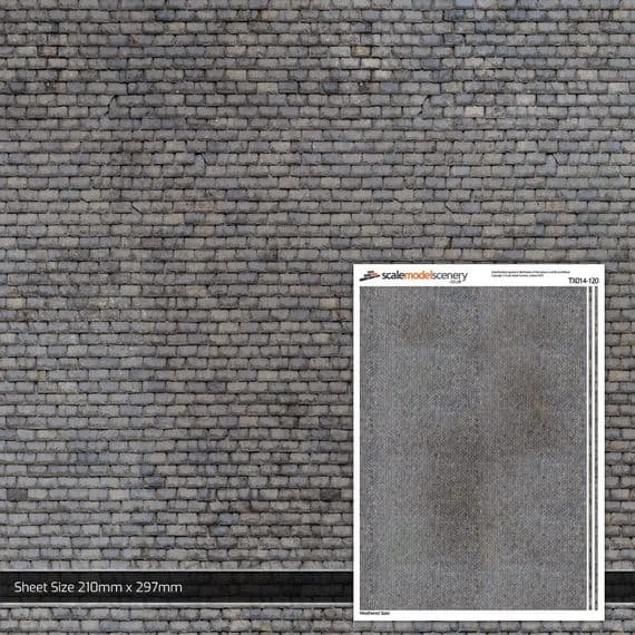 TX014-120 Weathered Slate Roofing Texture Paper (Pack of 5) - TT:120