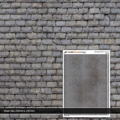 TX014-N Weathered Slate Roofing Texture Paper (Pack of 5) - N/2mm/1:148