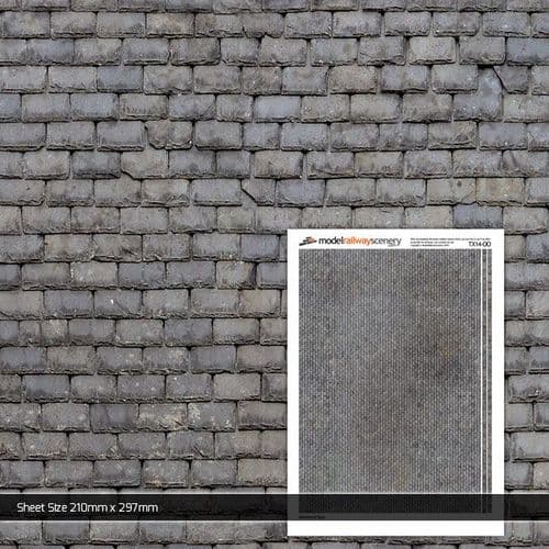 TX014-OO Weathered Slate Roofing Texture Paper (Pack of 5) - OO/4mm/1:76