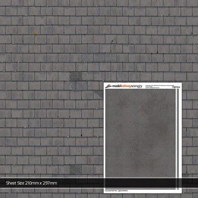 TX015-N Grey Slate Roof Tiles Lightly Weathered Texture Paper (Pack of 5) - N/2mm/1:148