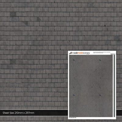 TX015-O Grey Slate Roof Tiles Lightly Weathered Texture Paper (Pack of 5) - O/7mm/1:43