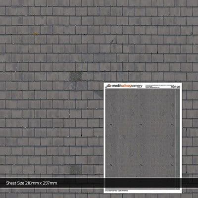 TX015-OO Grey Slate Roof Tiles Lightly Weathered Texture Paper (Pack of 5) - OO/4mm/1:76