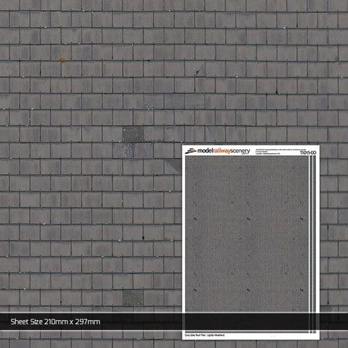 TX015-OO Grey Slate Roof Tiles Lightly Weathered Texture Paper (Pack of 5) - OO/4mm/1:76