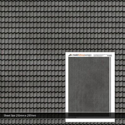 TX016-N Grey Clay Roofing Tiles Texture Paper (Pack of 5) - N/2mm/1:148